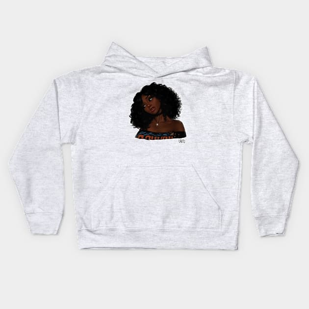 Dark Skin Girl Kids Hoodie by VactuART